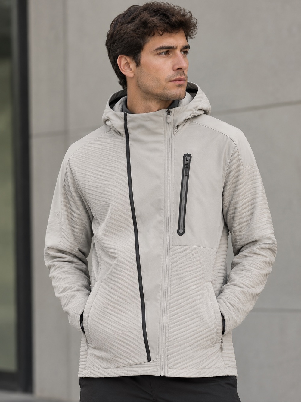 Adidas COLD.RDY Asymmetric Full Zip Gray Hooded Jacket Medium